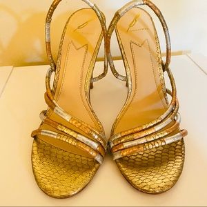 Brian Atwood Metallic Golden/silver Sandals